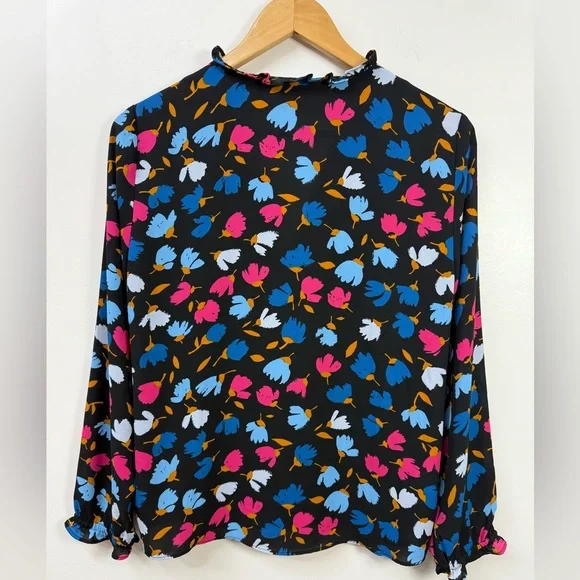 NWT J.CREW Top  Floral Ruffle Neck Button Down Blouse size S - Picture 3 of 9